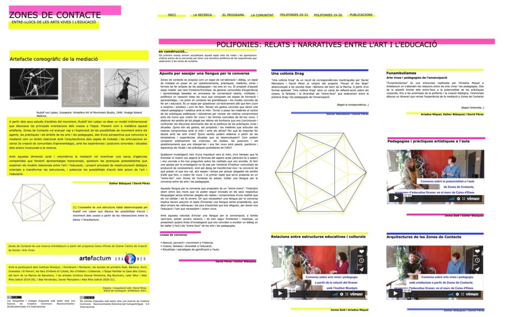 Nova plataforma online de la recerca ‘Zones de contacte’ d’artefactum, a partir del programa d’educatius del Graner - Graner