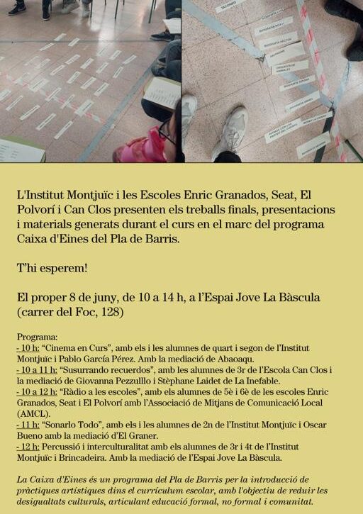 El Graner participa a “Tot està connectat” el dimecres 8 de juny a La Bàscula amb ‘Sonarlo Todo’ d’Oscar Bueno i alumnes de 2n d’ESO de l’Institut Montjuïc